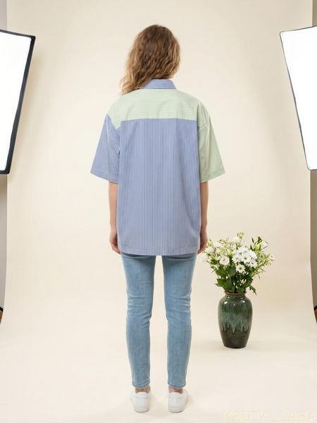 Сорочка оверсайз ASOS Design у синьо-зеленій смужці, розмір S KL-BL-106 фото