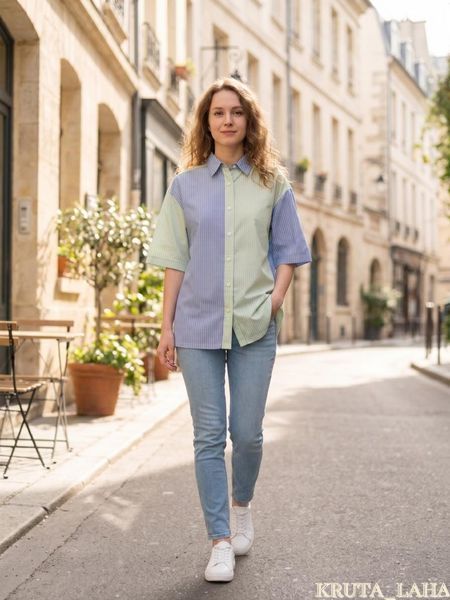 Сорочка оверсайз ASOS Design у синьо-зеленій смужці, розмір S KL-BL-106 фото