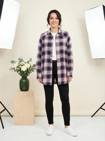 Сорочка оверсайз ASOS Design у темно-синьо-червону клітинку, розмір S KL-BL-108 фото
