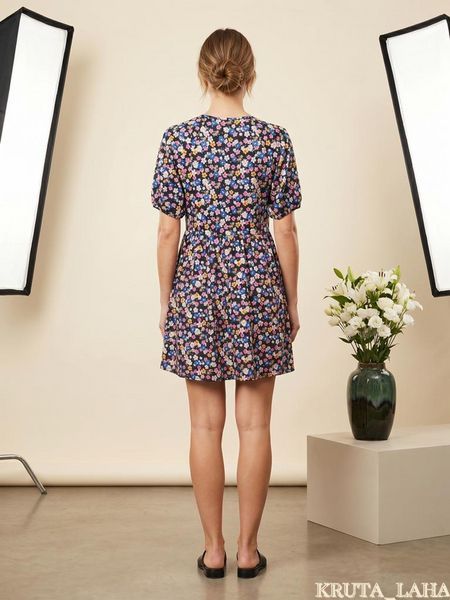Міні-сукня ASOS Design квітковий принт на чорному, розмір 38-40 KL-DR-123 фото