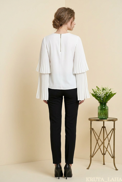 Блуза біла з плісированими рукавами Vero Moda, розмір XS KL-BL-105 фото