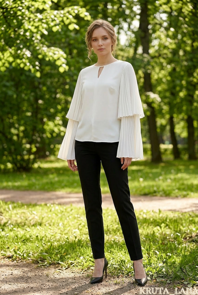 Блуза біла з плісированими рукавами Vero Moda, розмір XS KL-BL-105 фото