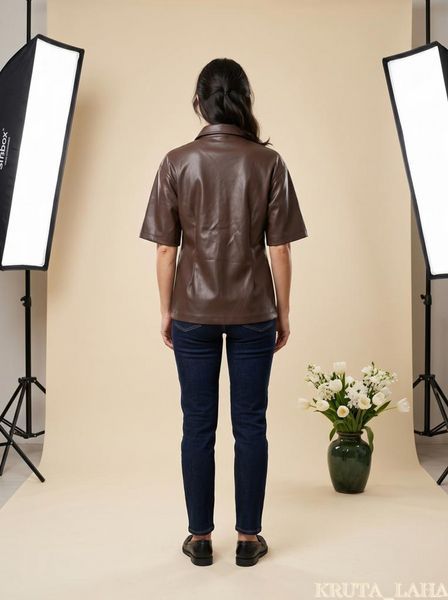 Сорочка-жакет з екошкіри Topshop коротка коричнева, розмір S KL-BL-107 фото